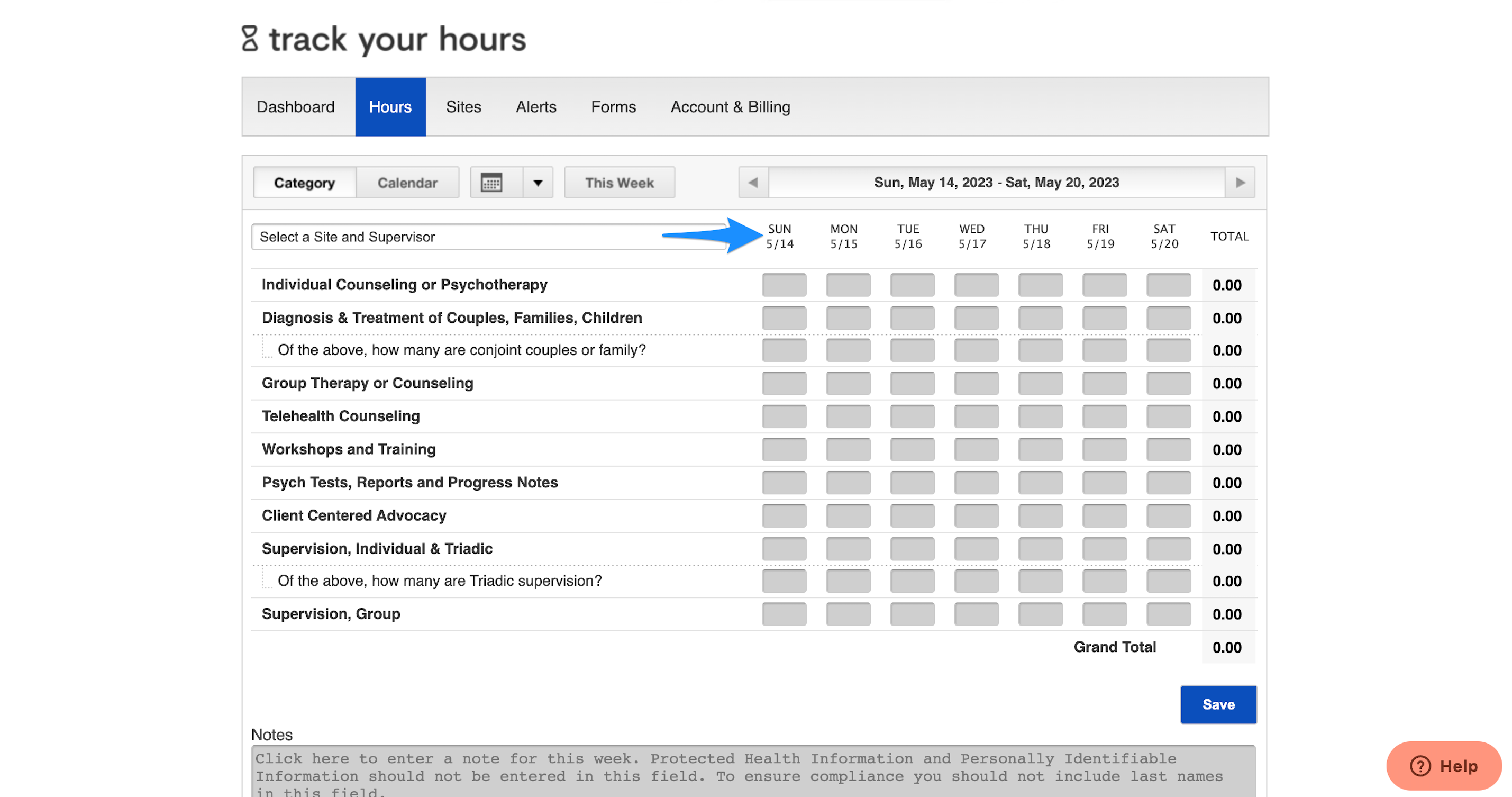 firstdayofweek.trackyourhours.calendar.png